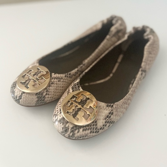 Authentic TORY BURCH SNAKESKIN EMBOSSED BALLET FLATS Women’s Size 7.5 EUC - Picture 9 of 11